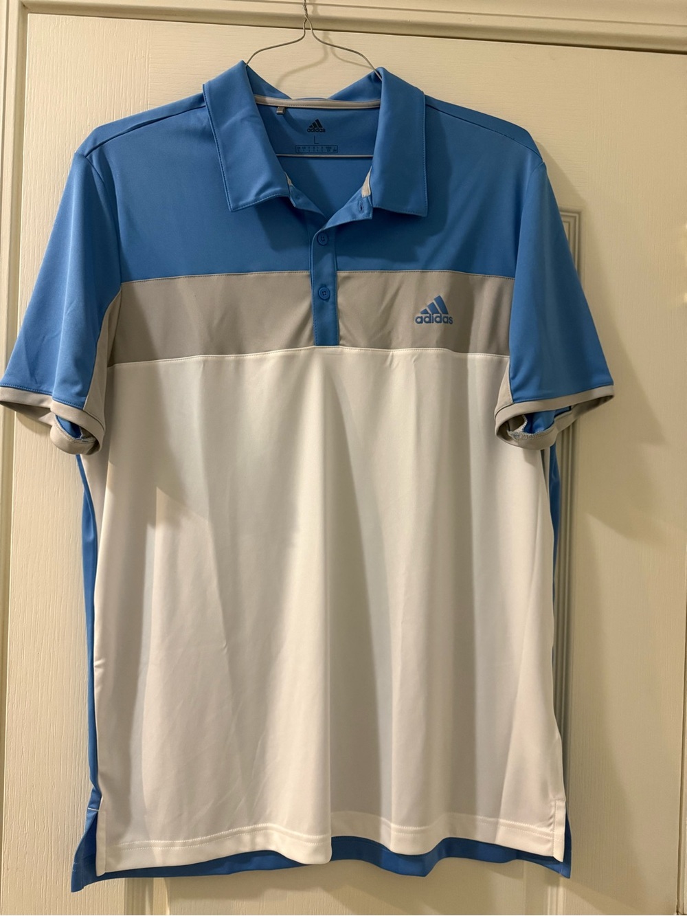 adidas Men’s Light Blue, White & Gray Athletic Polo